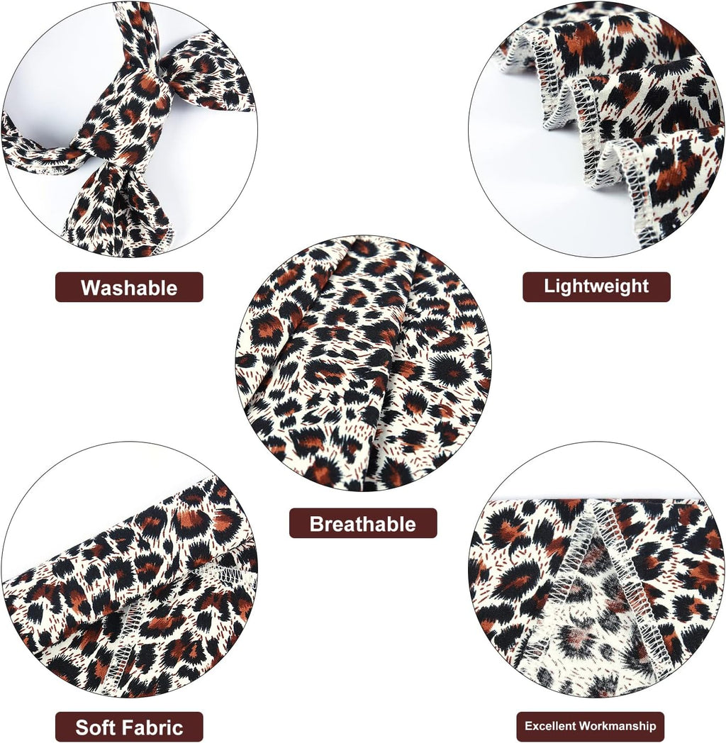 E-Clover Dog Bandanas & Matching Scrunchie Set Leopard Dog Bandana Bibs Washable Kerchief Scarf for Puppy Small Dogs & Owner
