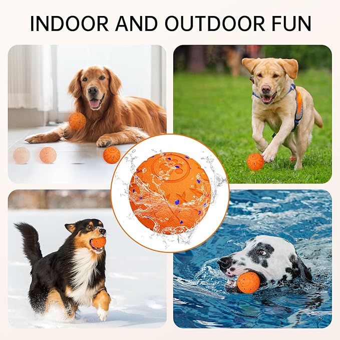 Interactive Dog Toys Dog Ball, Durable Motion Pet Toys for/Small/Medium/Large Dogs, Christmas Birthday Gifts, Automatic Moving, Bouncing and Rotating, E-TPU Material, IP54 Waterproof (Orange)