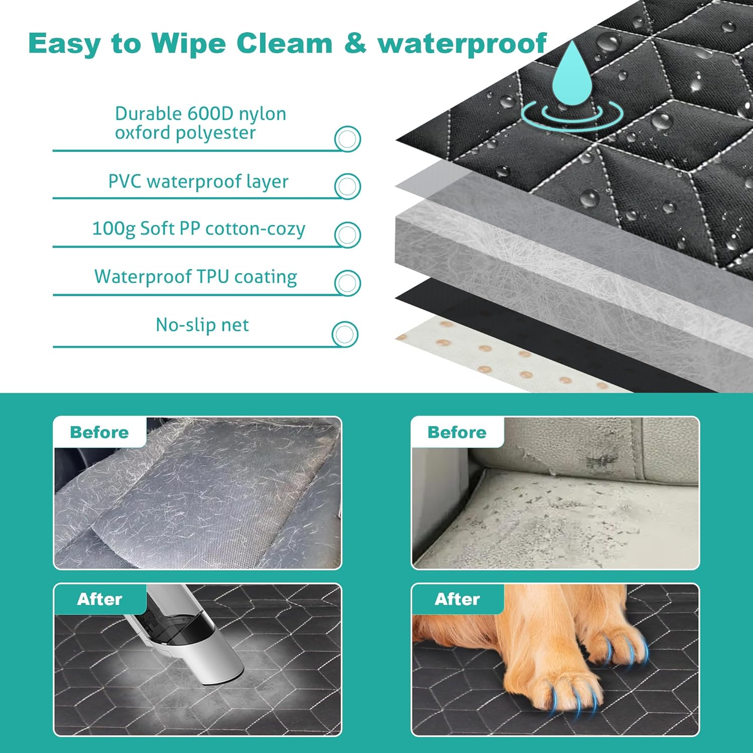 Dog Car Seat Covers for Back Seat,Waterproof Pet Bench Seat Covers for Trucks Ford f150/Ram1500/Nissan Frontier/Toyota Tacoma/GMC Canyon/Silverado Scratch Nonslip Truck Seat Cover for Dogs