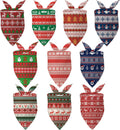 100 Pcs Christmas Dog Bandanas Bulk Xmas Sweater Designs Bandanas Soft Triangle Bibs Adjustable Scarf for Small Medium Large Pets