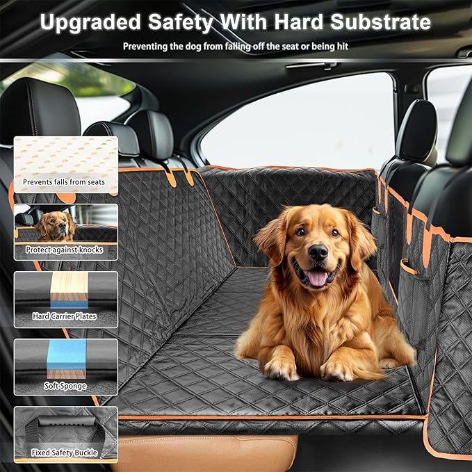 Dog Car Seat Cover for Back Seat, Car Seat Cover Set with Pet Bed Mat, Waterproof Back Seat Extender with Mesh Window, 2026 Upgraded Anti Scratch 600D Oxford Hammock Suitable for Cars