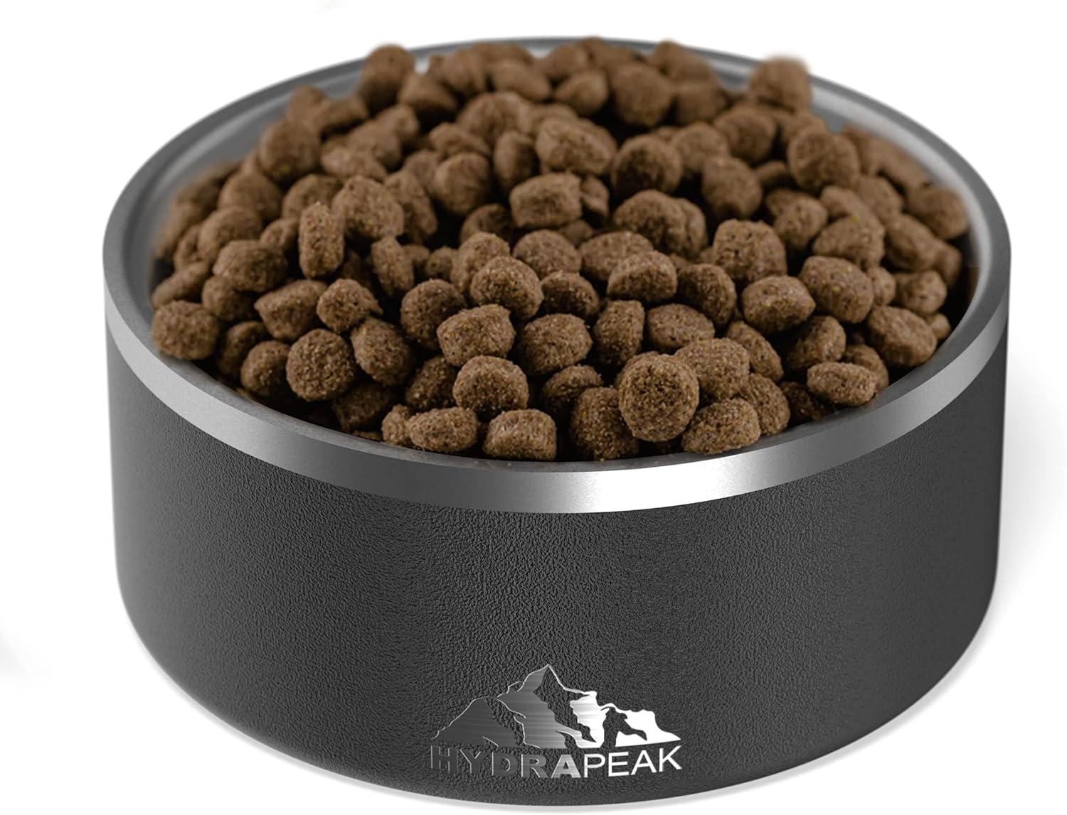 Hydrapeak Dog Bowl; Non Slip Stainless Steel; Water and Food Dish; Large Sized and Small Dogs; 32oz 64oz; Multiple Sizes | 8 Cup | Black