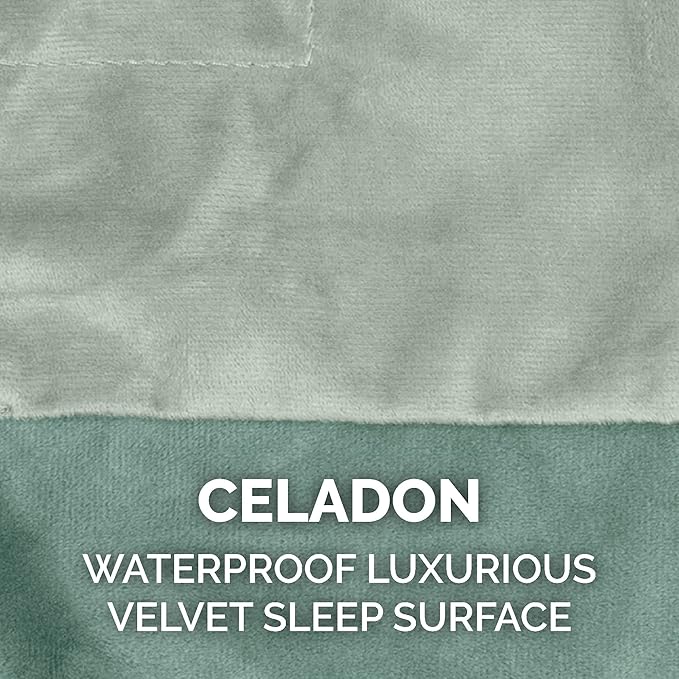 Furhaven Waterproof Throw Blanket for Dogs & Indoor Cats, Washable - Two-Tone Luxe Velvet Dog Blanket - Celadon Green, Extra Large/XL