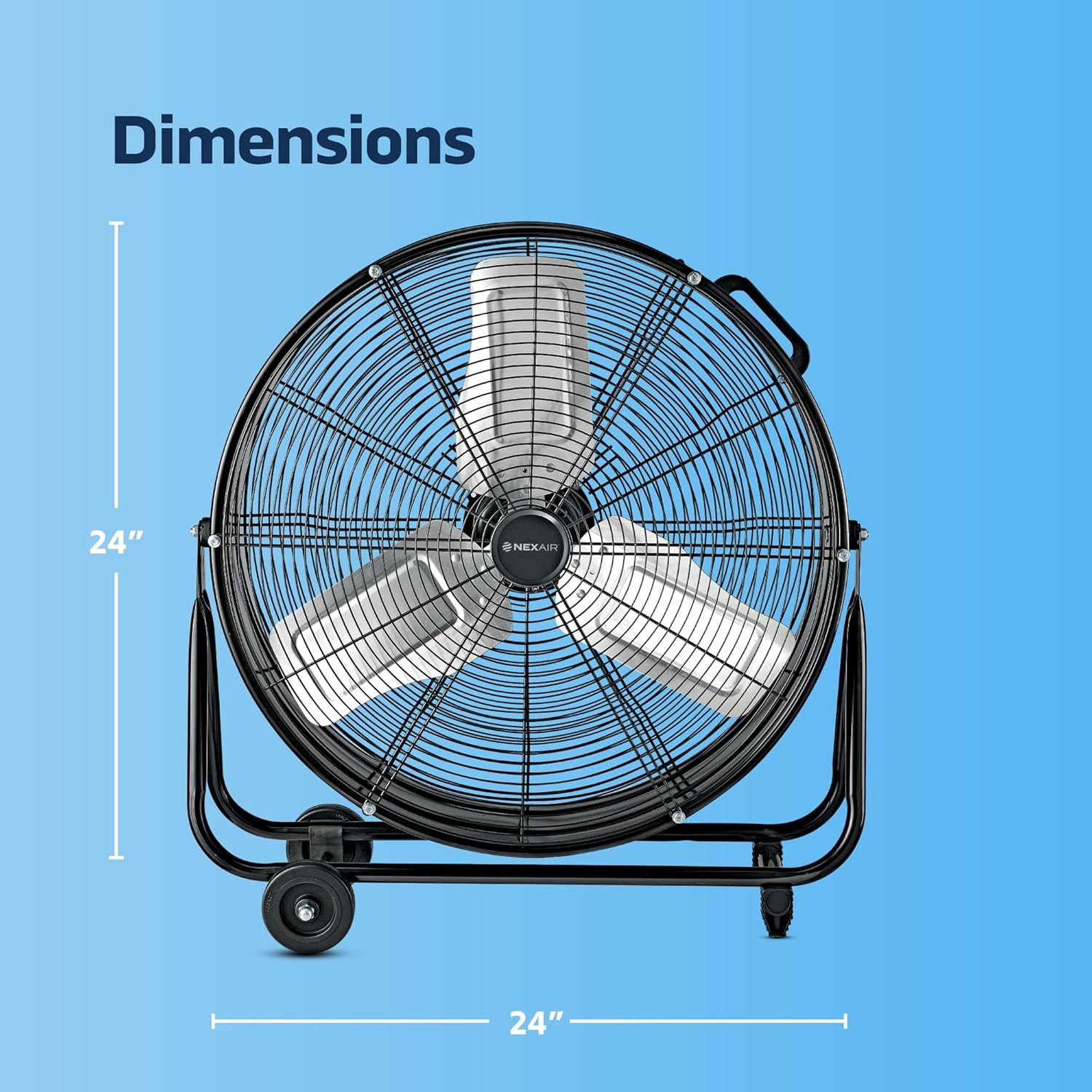 24 Inch High-Velocity Industrial Metal Drum Fan 8,800 CFM, 3-Speed Heavy Duty Floor Fan, 360-Degree Tilt for Commercial, Warehouse, Workshops, Garage, Factory, and Basement with Extreme Power