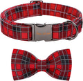 Unique style paws Christmas Dog Collar with Bow Tie Red Black Grid Cotton Collar Adjustable Puppy Plaid Collar for Small Medium Large Dogs