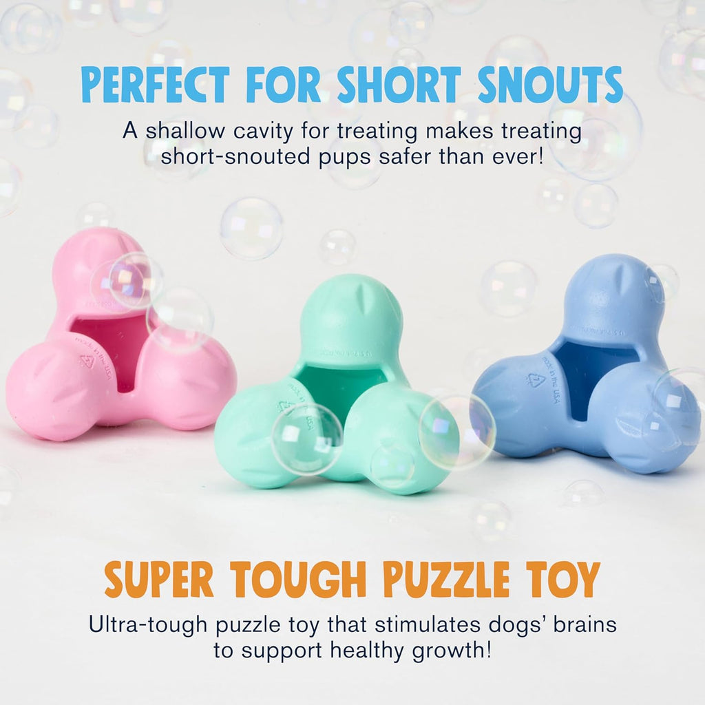 WEST PAW Zogoflex Tux Treat Dispensing Dog Chew Toy – Interactive Chewing Toy for Dogs – Dog Games for Aggressive Chewers, Fetch, Catch – Holds Kibble, Treats, Small 4", Bubblegum