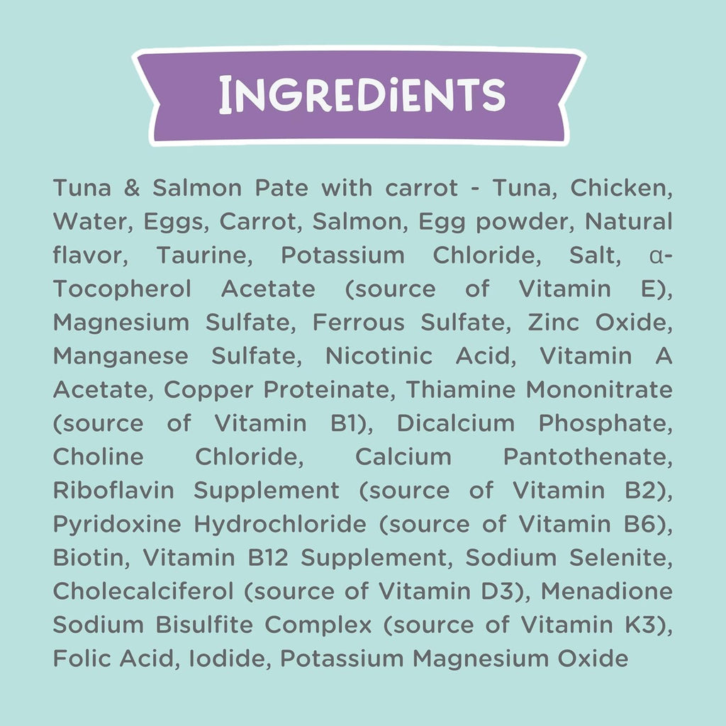 LOVE, NALA - Natural Adult Cat Wet Food - Pate Tuna, Carrot, & Salmon Recipe - Grain Free, Non-GMO, Digestive Fiber Blend, Minerals, Vitamins - 12 Pack 2.4 lbs.