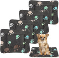 4 Pack Ultra Soft Dog Cat Bed Mat with Cute Prints Reversible Fleece Dog Crate Kennel Pad Cozy Washable Thickened Hamster Guinea Pig Pet Bed Mat for Small Animals(23 x 18 Inches,Black)
