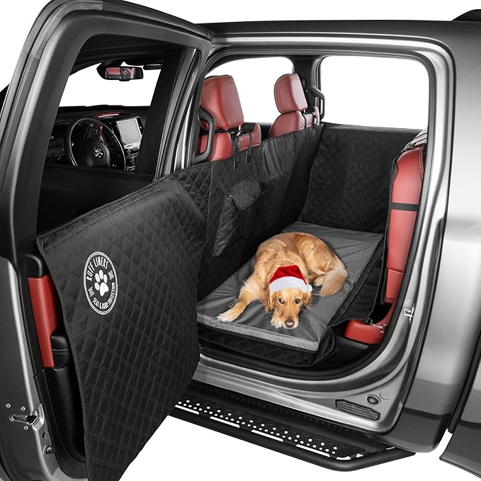 Ruff Liners Dog Bed for Car Back Seat, Medium Gray – As Seen on Shark Tank – Fits Medium Seat Extender – Non-Slip Base, Waterproof Cover, Machine-Washable – Dog Mat for Car with Rebound Foam Comfort