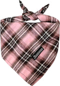 Adjustable Plaid Dog Bandanas,1PC Soft Washable Cotton Triangle Bib Kerchief Scarfs for Small Medium Large Dogs and Cats (Pink, Small)