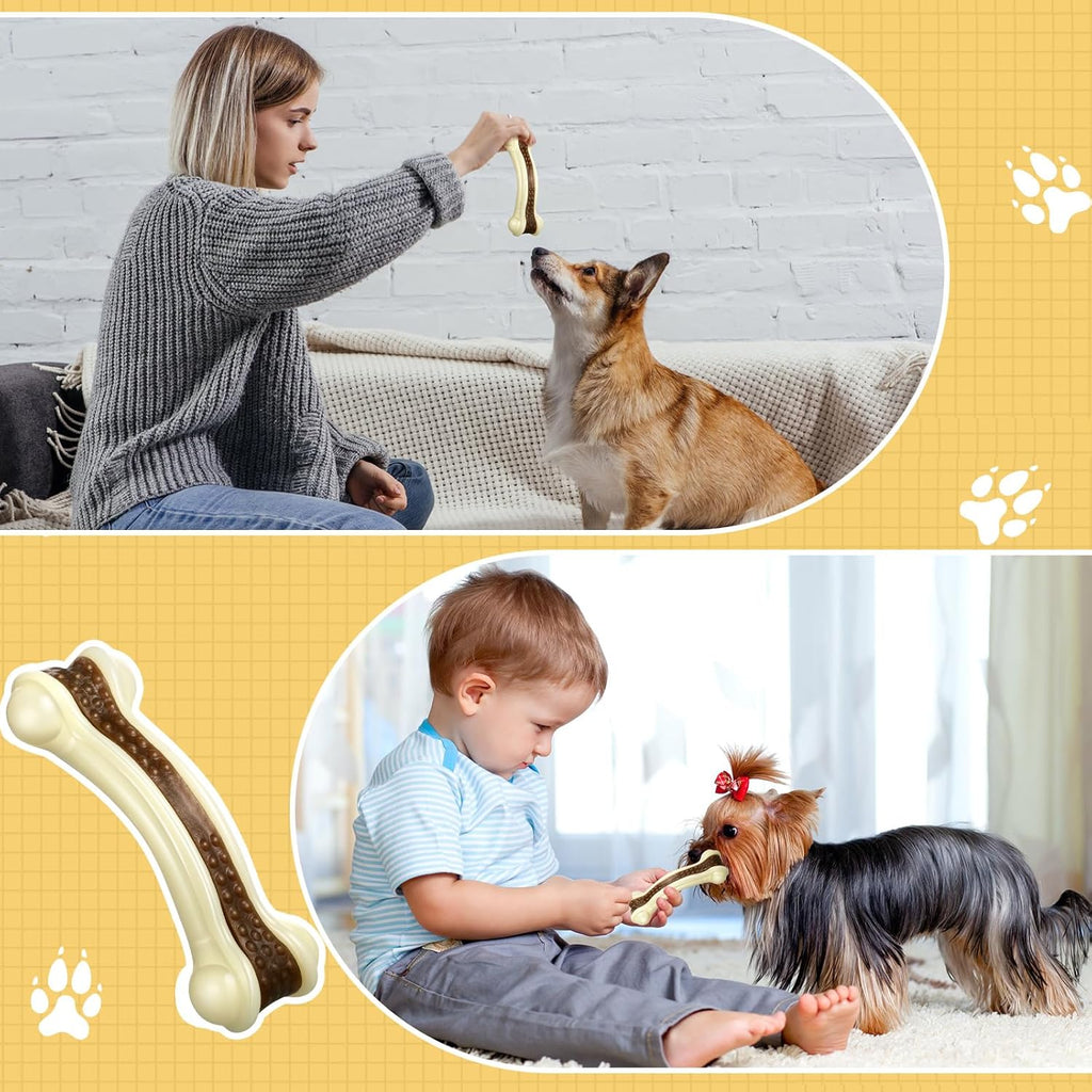 Sosation 6 Pcs Dog Toys for Aggressive Chewers Nylon Beef Flavor Bones Tough Puppy Teething Toys Puppy Chew Bones for Large Medium Small Breed Dogs Puppies Pets Chew Toys(Small)