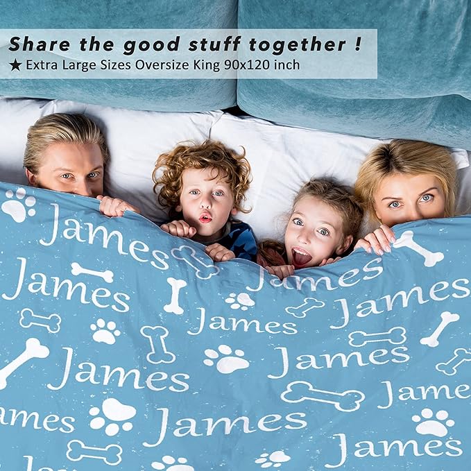 Personalized Dog Blankets Dog Paw Print Blanket Puppy Blanket - Custom Dog Blanket with Pets Name Cute Paw Print Pet Throw Puppy Fluffy Blankets S 50"x40" for Medium Dog