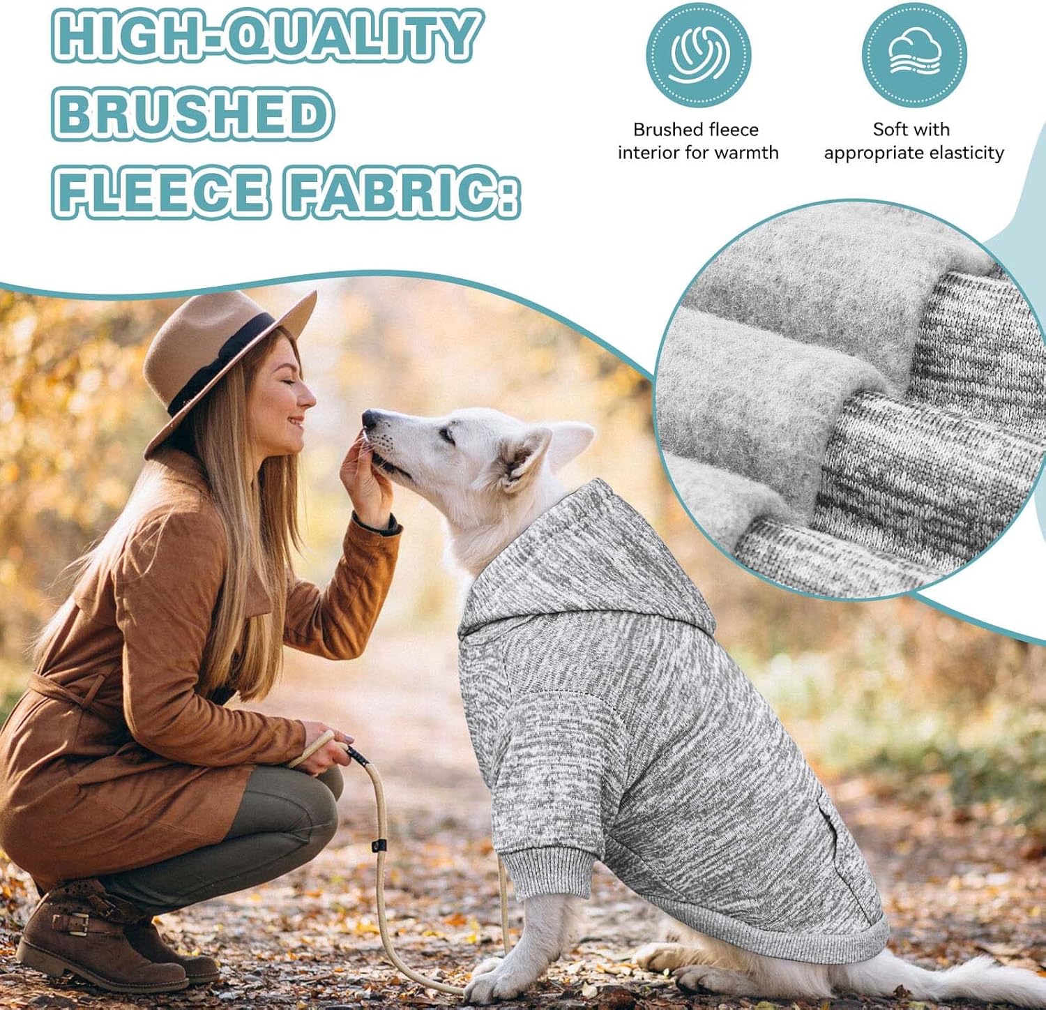 Dog Sweaters for Large Dogs Dog Hoodie Fleece Dog Sweater Soft Dog Clothes Sweatshirt with Pocket Dog Hoodie for Large Dogs(Grey&XL)