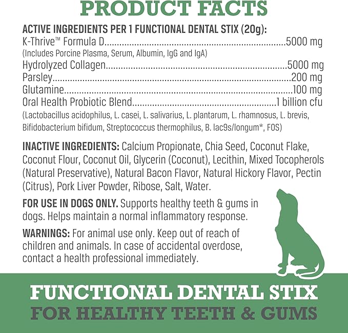 WINPRO Pet Functional Dental Stix for Dogs, 16 Sticks, Plasma Powered Dental Dog Chew Sticks That Promotes Gum and Peridontal Health
