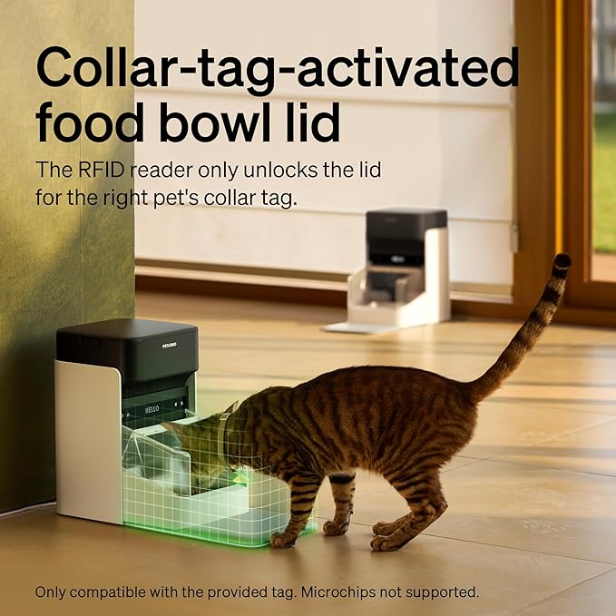 PETLIBRO Automatic Cat Feeders for 2 Cats, RFID Collar Tag for Exclusive Meals, Cats Recognition to Stop Food Stealing, Diet Tracking for Multi-Pet Homes and Different Diets, Pet Feeder Pack of 2