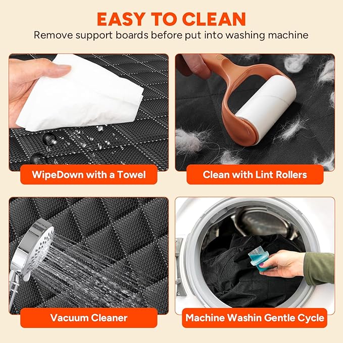 Heeyoo Dog Car Seat Cover for Back Seat, Hard Bottom Car Seat Cover Holds 500lbs, Scratch-Proof Backseat Extender for Dog, Waterproof Pet Hammock for Car, SUV