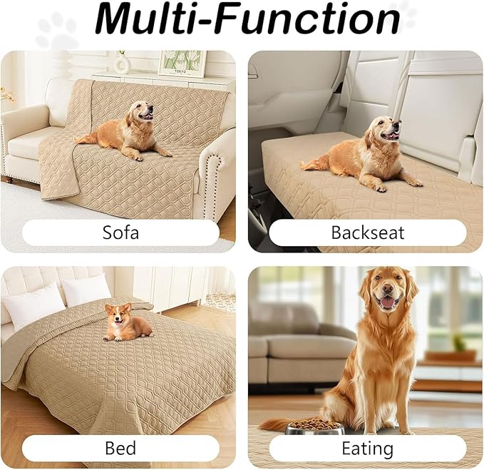 hyha Waterproof Dog Bed Blanket, Soft Pet Blankets, Waterproof Couch Cover for Dogs, Reversible Sofa Covers Washable for Furniture (30x53 Inch, Camel/Camel)