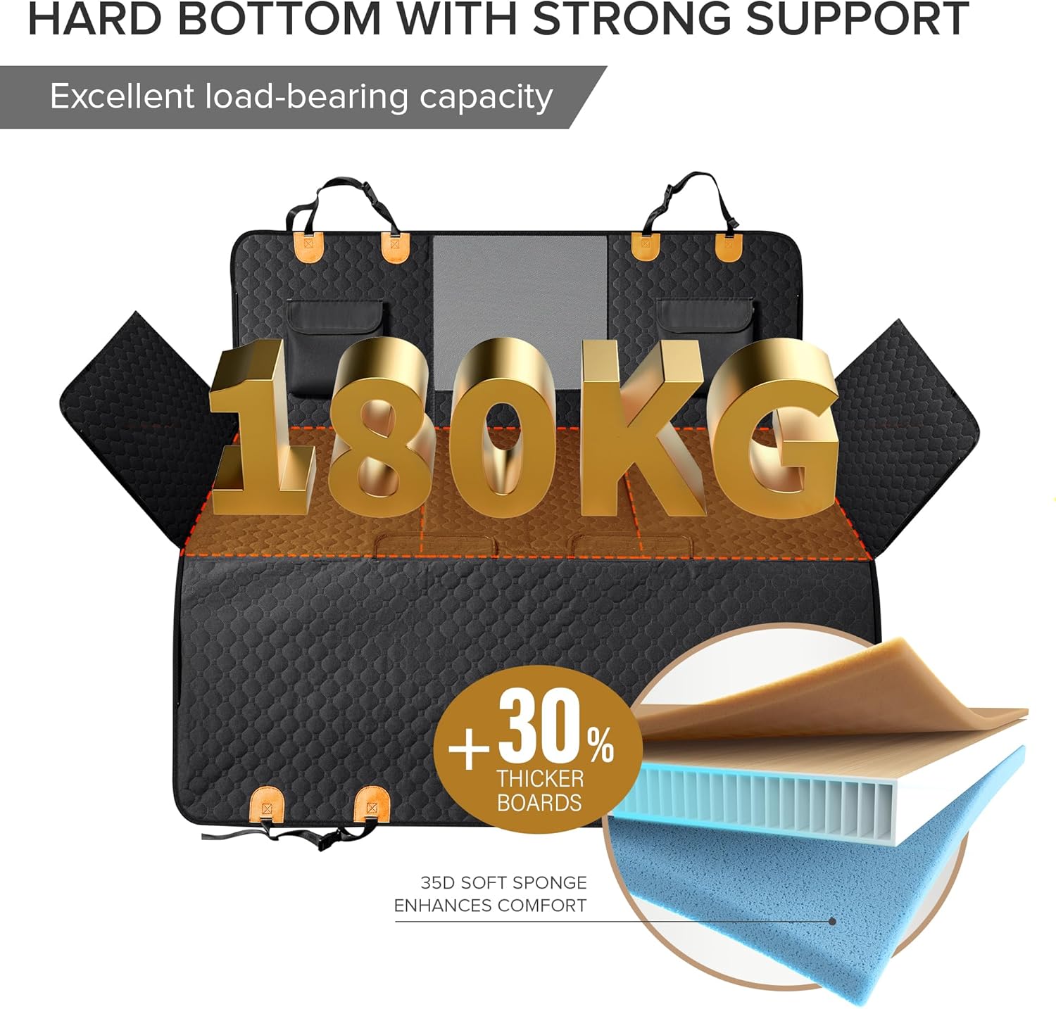 SHARLOVY XL Truck Back Seat Extender for Dogs, Large Hard Bottom Dog Car Seat Cover for Back Seat, Heavy Duty Dog Car Hammock, Waterproof Pet Seat Covers for Trucks, F150, Ram1500 and Large SUV