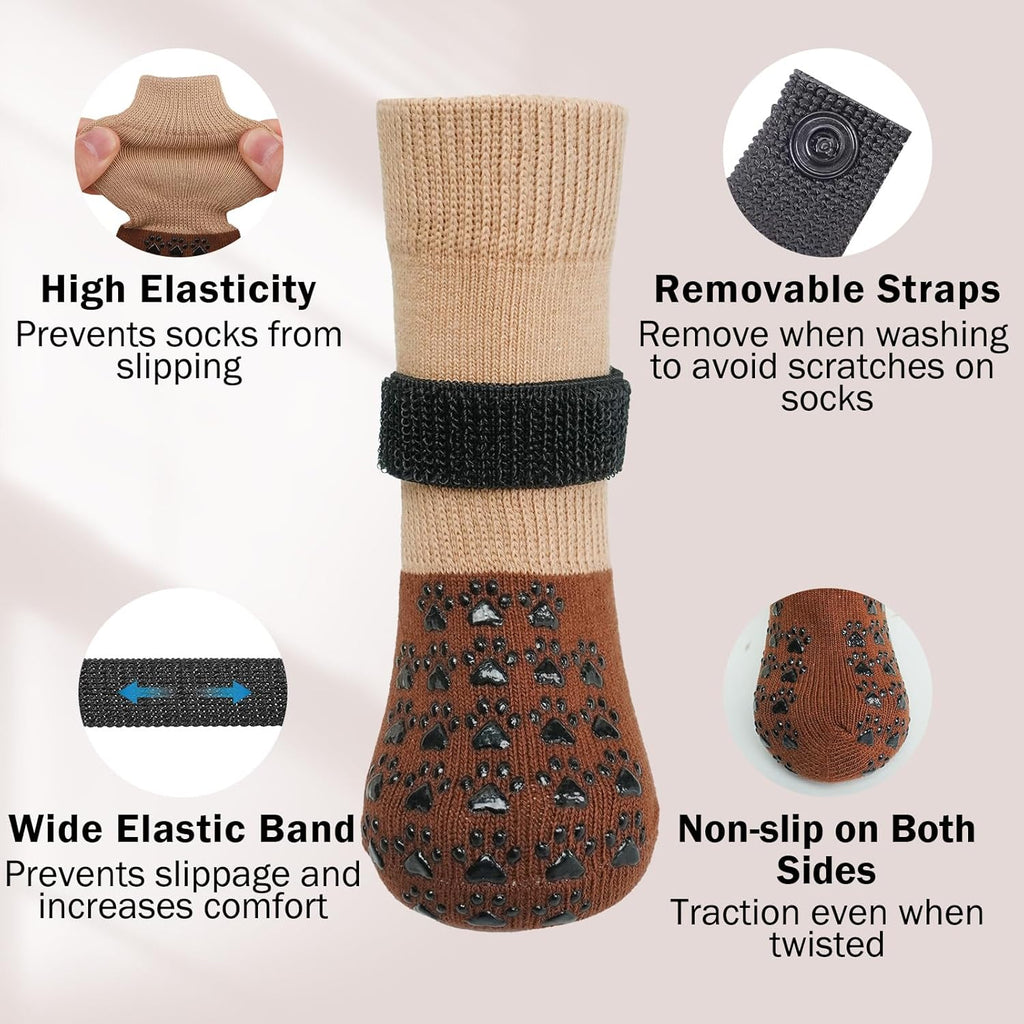 SCENEREAL Dog Socks to Prevent Licking Paws for Hardwood Floors Anti Slip, Dog Grippy Socks Shoes for Senior Small to Large Dogs, Dog Boots & Paw Protectors for Hot/Cold Scratching Pavement