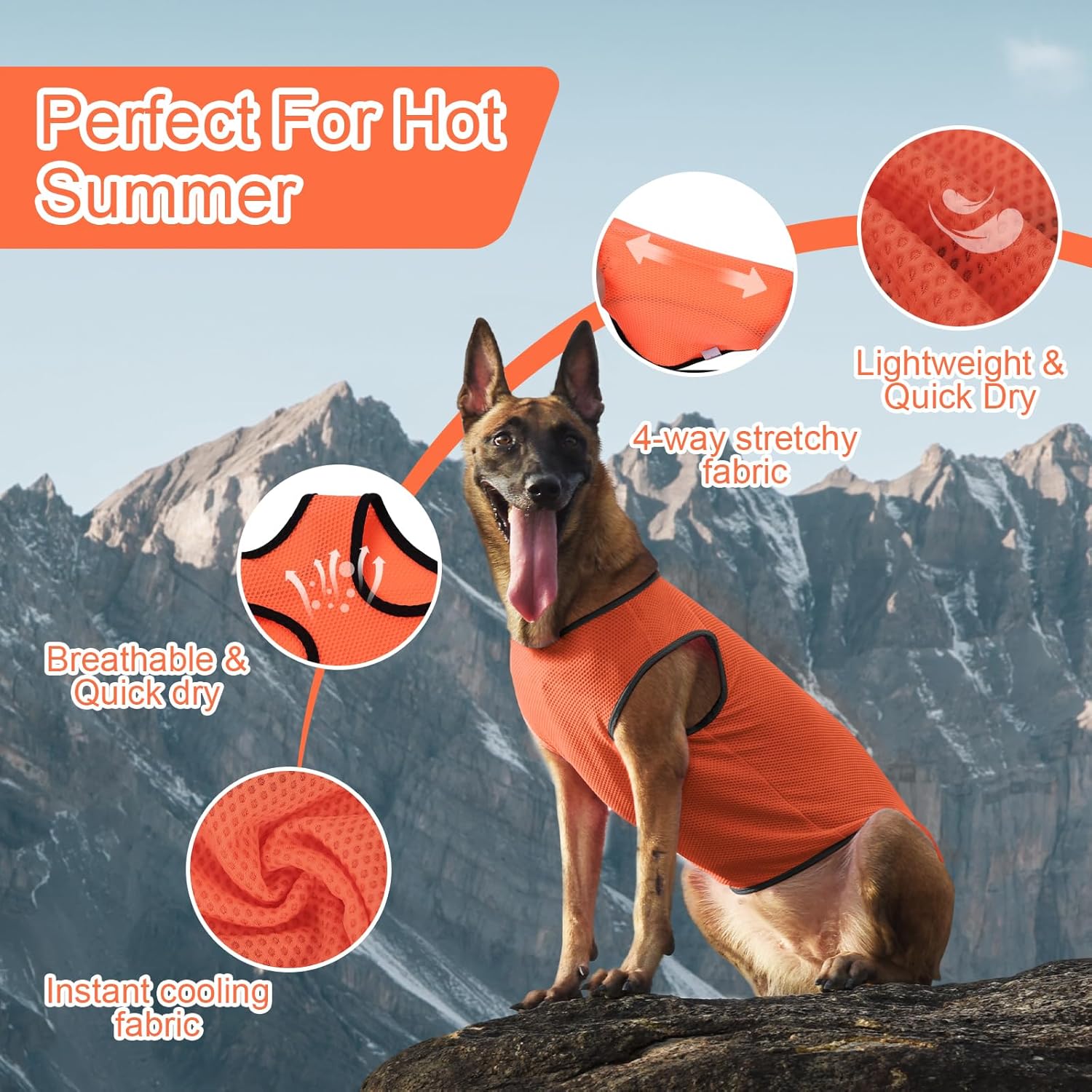 2 Pack Cooling Shirts for Dogs, Lightweight Mesh Breathable Dog Clothes for Small Dogs Boy Girl,Sun-Protection Sleeveless Shirts for Dog&Cat Puppy Vest Pet Apparel - M