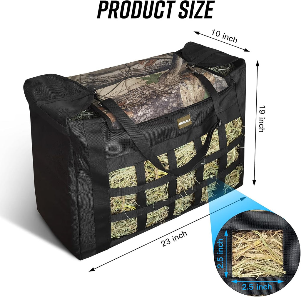 Hay Bag for Horses,Slow Feeder for Horse/Donkey/Goat, Premium 1680D Oxford Cloth,Easy to Fill and Hang with Extra Large Opening（Camo）