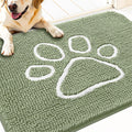 OLANLY Door Mat for Muddy Dog Paws 30x20, Ultra Absorbent Chenille Mud Doormat with Paw Print Design, Non-Slip Washable Doormat for Indoor Entryway, Quick-Dry Pet Bed Mats for Dirty Dogs, Sage Green