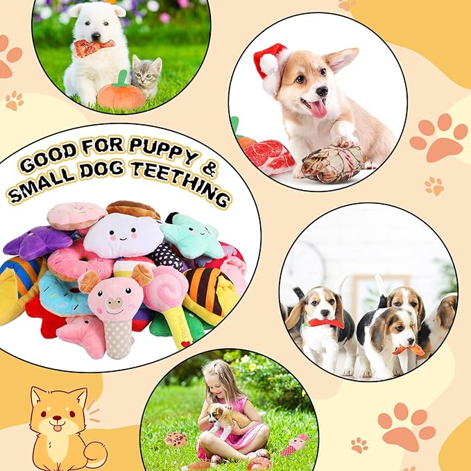Hungdao 80 Pcs Christmas Dog Toys Squeaky Dog Gifts Bulk for Medium Small Puppy Stuffed Plush Chew Toys Small Pet with Squeakers for Puppies Teething(Cute Style)