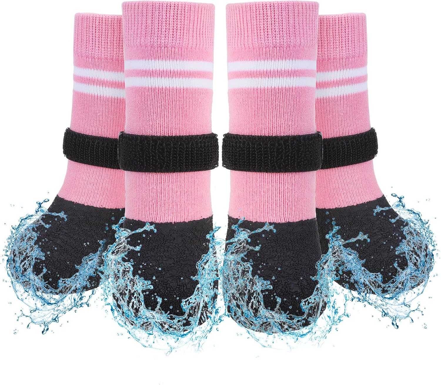 SCENEREAL Anti Slip Dog Boots & Paw Protectors for Hardwood Floor, Extended Dog Socks to Prevent Licking Paws, Waterproof Pet Snow Rain Shoe for Winter Large Senior Dogs, Pink L