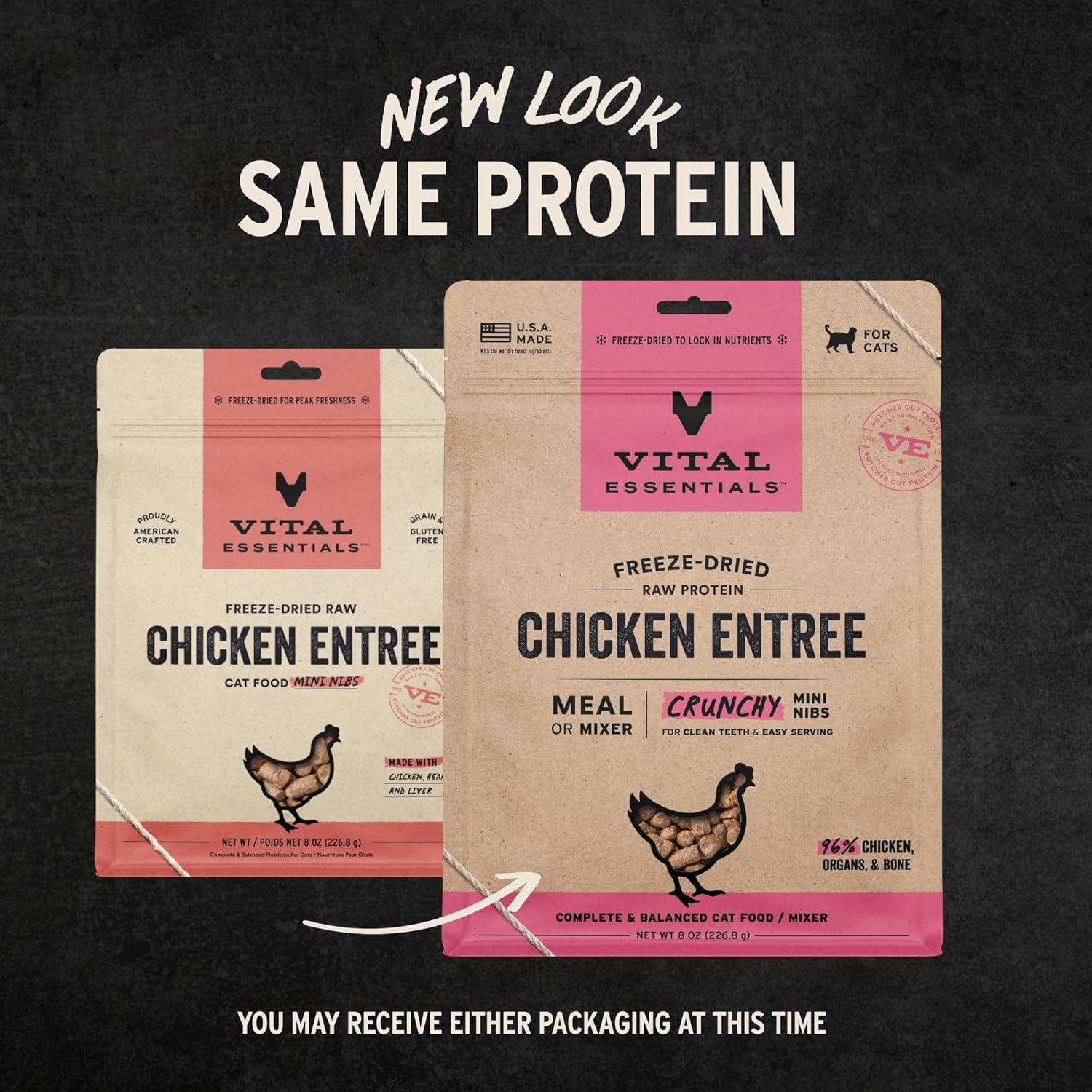 Vital Essentials Freeze-Dried Raw Chicken Meal or Mixer Cat Food Crunchy Nibs, 8 oz