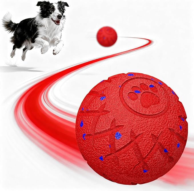 Interactive Dog Toys Dog Ball, Durable Motion Pet Toys for/Small/Medium/Large Dogs, Christmas Birthday Gifts, Automatic Moving, Bouncing and Rotating, E-TPU Material, IP54 Waterproof (Red)