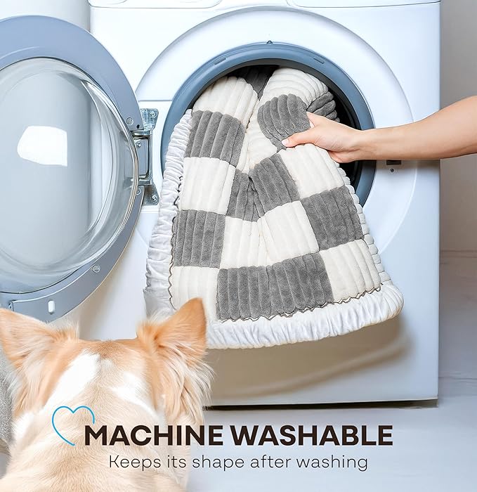 APetsPlanet Dog Bed for Car Back Seat Extender - Non-Slip Backseat Cushion for Dogs - Travel Plush Pet Mat Topper for Cars, Trucks, SUVs - Machine Washable Pad Blanket - Grey Plaid, 54" x 24.8"