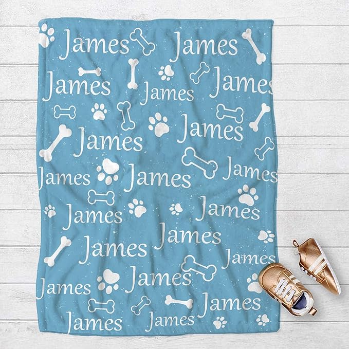 Personalized Dog Blanket - Custom Paw Print Pet Throw, 40"x30" for Small Dog