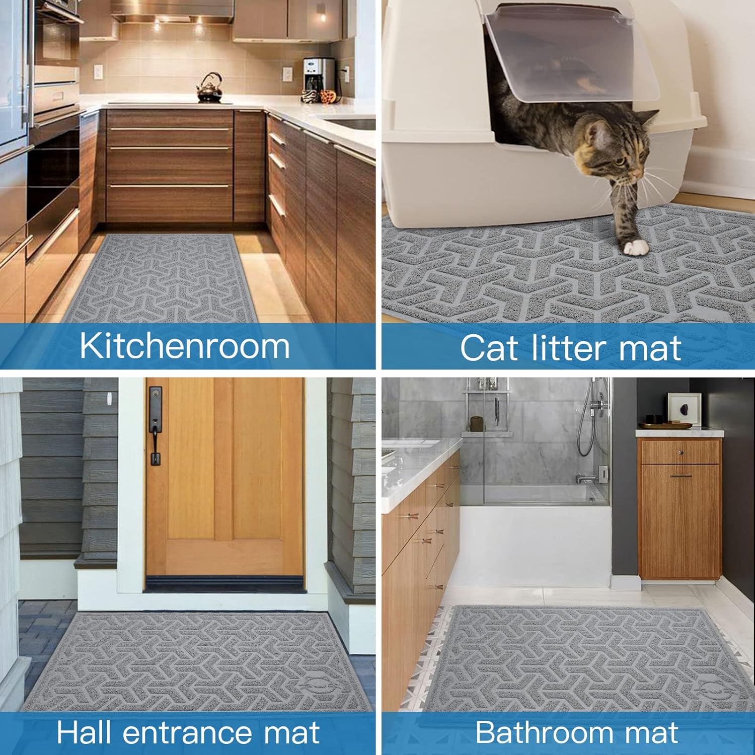 UPSKY Cat Litter Mat - Soft on Kitty Paws, Large Trapping Mat 35" x 24" for Scatter Control, Waterproof Extra Large Box Carpet