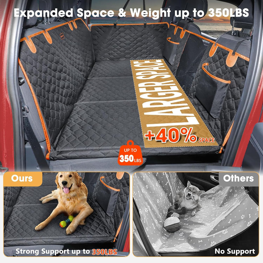 MIXJOY XL Dog Back Seat Extender for Truck, Hard Bottom Dog Car Seat Cover for Back Seat, Waterproof Dogs Backseat Cover for Crew Cab Truck and Large SUV, Waterproof Backseat Dog Hammock for Truck