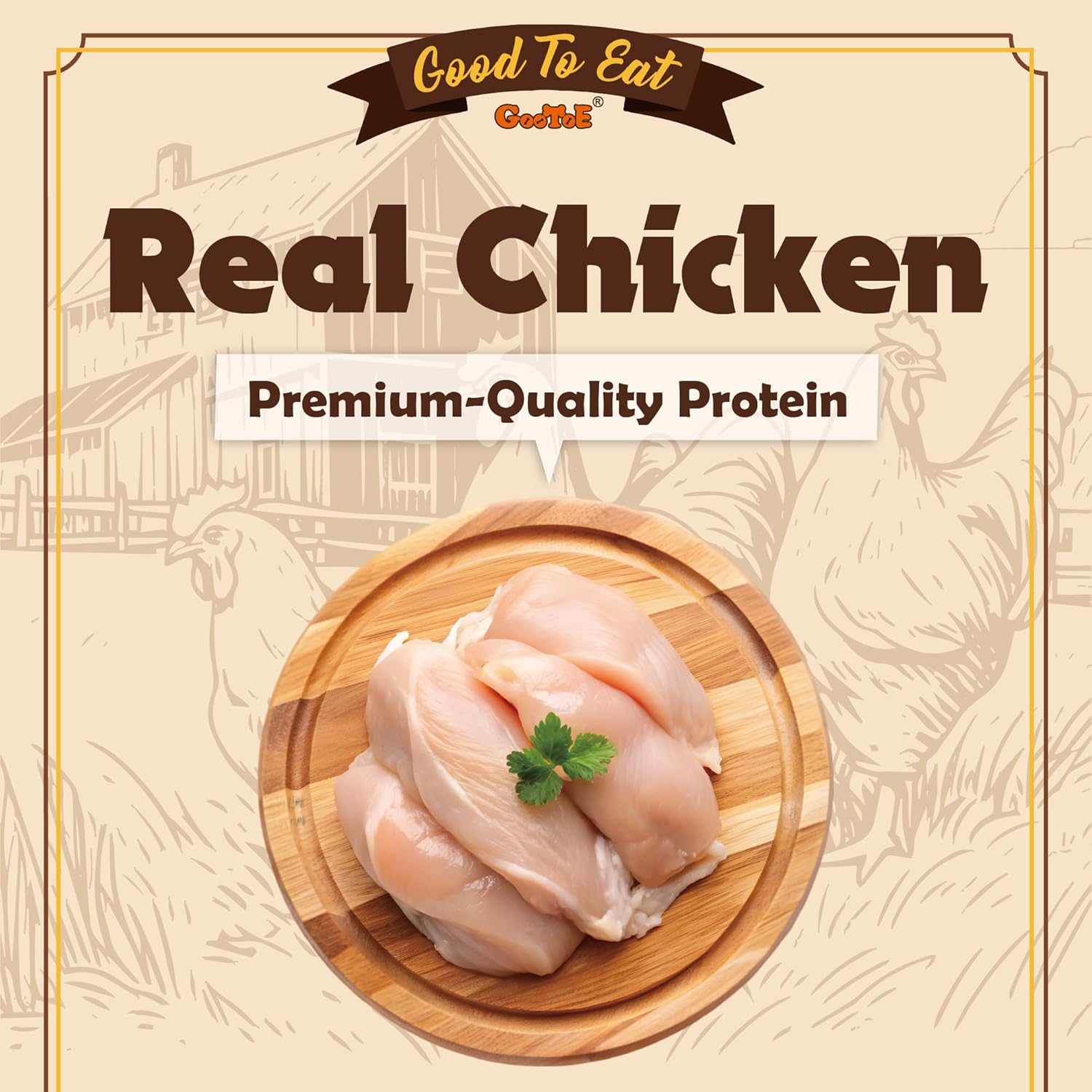 Gootoe Soft Chicken Sticks 1 lb, All Natural, Grain-Free, High-Protein, Healthy & Easily Digestible, Soft Texture, Resealable