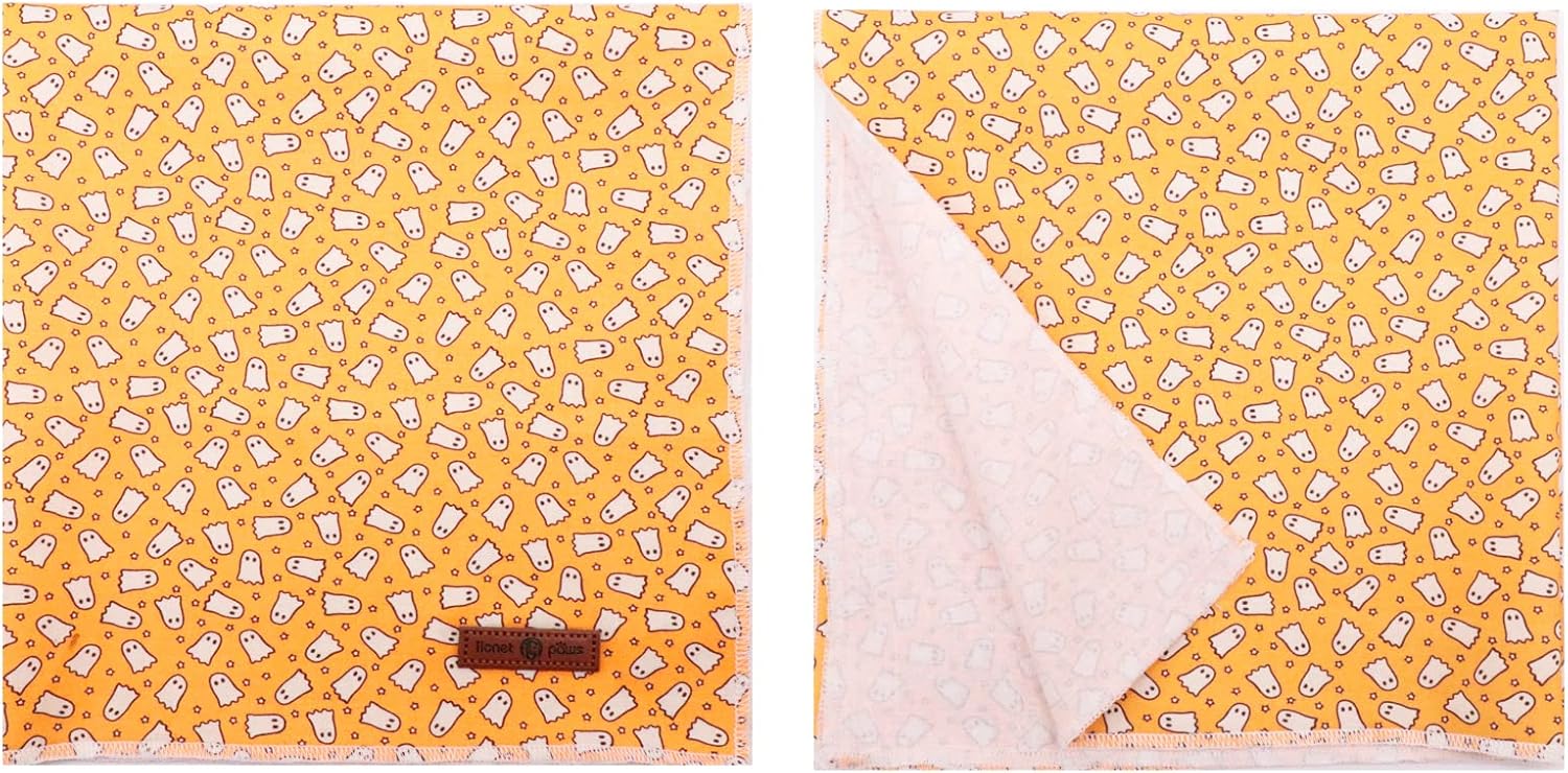 Lionet Paws Halloween Dog Bandana,Fabric Ghost Dogs Kerchief for Small Medium Dogs,Dog Cotton Triangle Bibs Scarf for Girl Boy