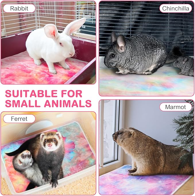 4 Pack Self Heating Cat Bed Cat Self Warming Pad with Removable Cover Extra Warm Thermal Pet Pad Washable Pet Crate Mat Anti Slip Kennel for Indoor Outdoor Pets(Tie Dye,20 x 28 Inches)