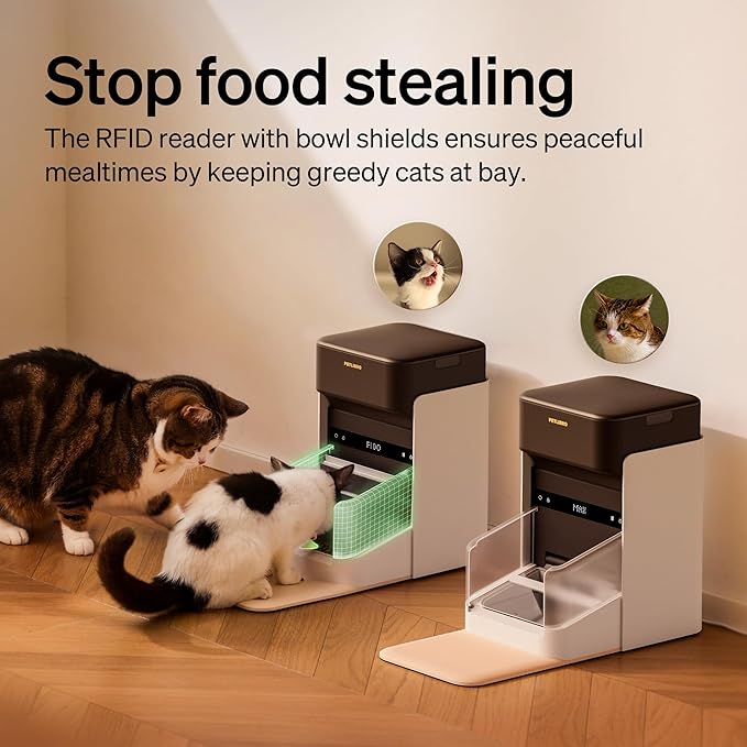 PETLIBRO RFID Multiple Cats Feeder 2 Packs, Tag Activated Exclusive Meals, 5G&2.4G Wi-Fi Auto Food Dispenser for Pets with Different Diets and Stop Food Stealing