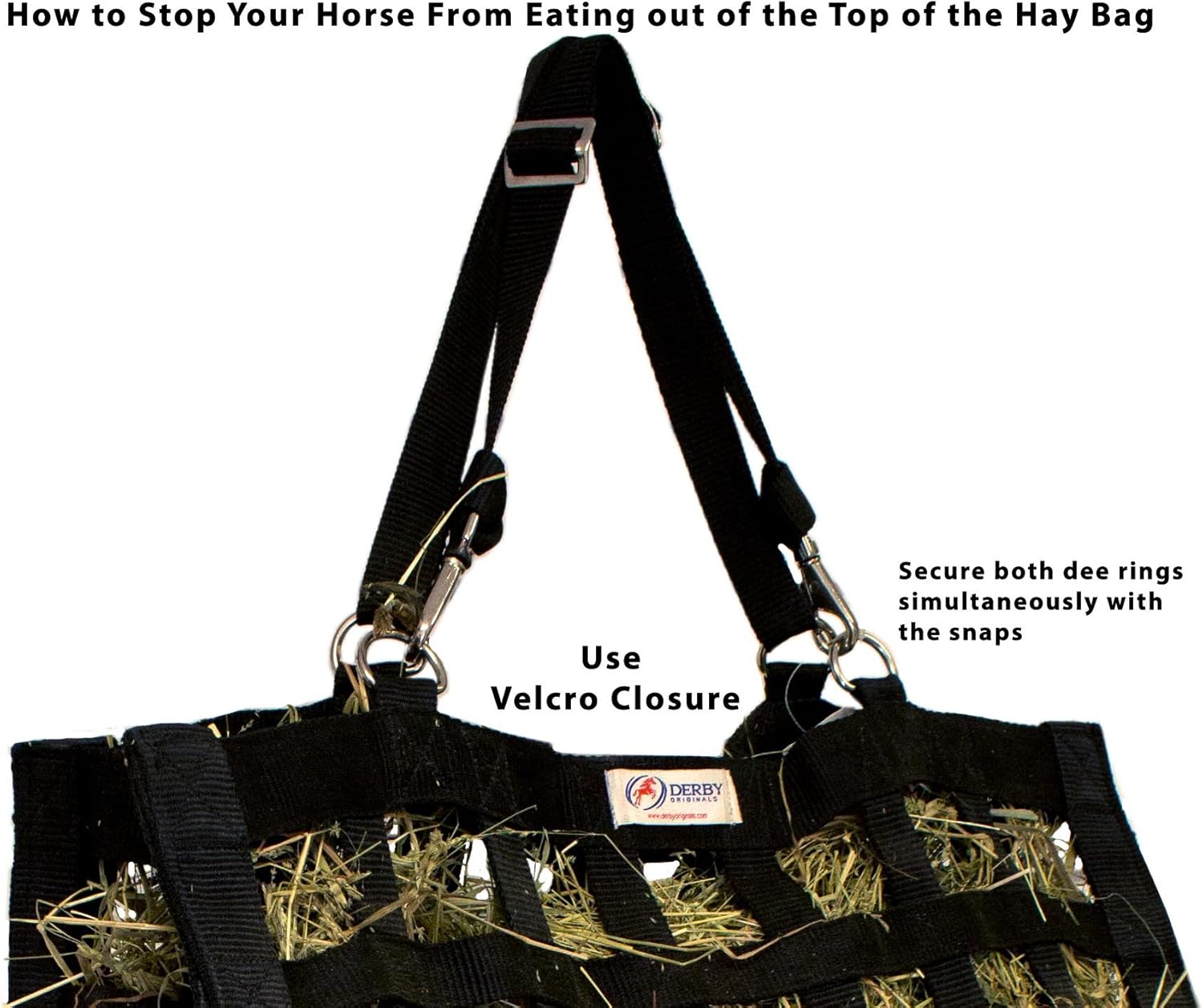 Derby Originals Superior Slow Feeder Horse Hay Bag with Super Tough Bottom and 1 Year Warranty