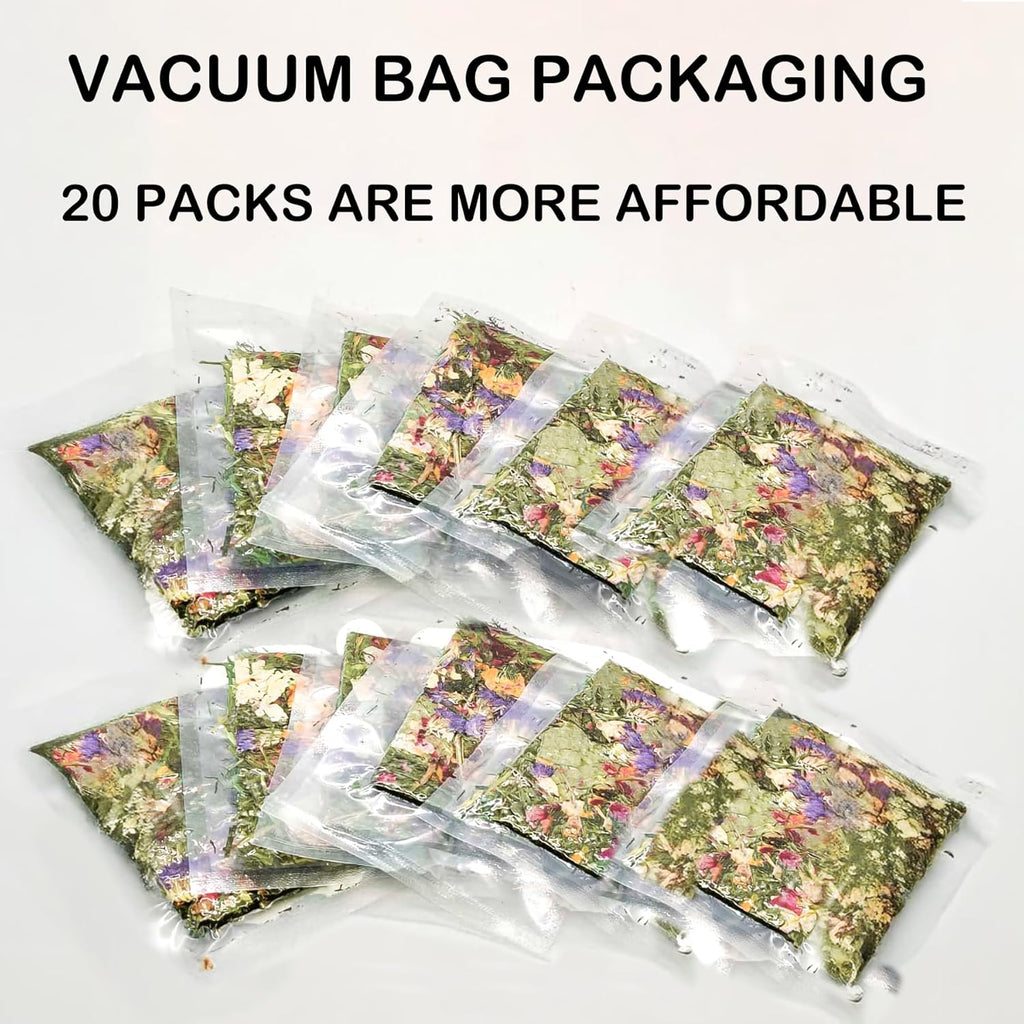 Rabbit Toys 20 Pack Bunny Toy Bunny Chew Toy Guinea Pig Treats Timothy Hay Toys Chips with Herbal Flowers Timothy Hay Grass Hamster Snacks Chinchillas Gerbils for Small Animals Teeth