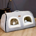 Cat Bed for Indoor Cats，Foldable cat cave，Anti-Slip & Water-Resistant Bottom，cat Houses for Indoor Cats or Small Dogs, Kitten Tent, Rabbit Double Hole Bed:(27.5"×15.3"×15.3"