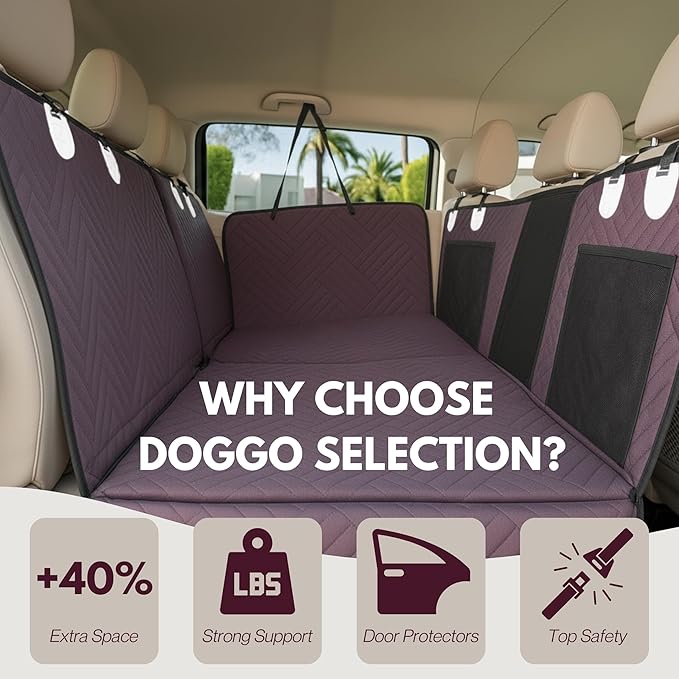 – Back Seat Pet Cover for Dogs, Premium Dog Hammock for Car with Hard Bottom | Universal Car Seat Protector, Waterproof & Washable | Dog Car Seat Cover for Large (Brown)