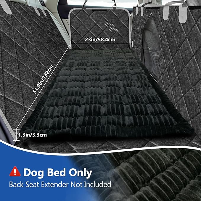 Thickened Dog Bed for Car Back Seat, Upgraded Bottom Non-Slip, Fits Hard Bottom car seat Cover for Dogs, Premium Dog Car Seat Cover