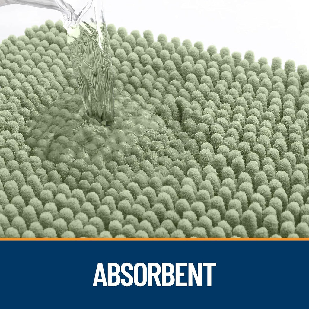 OLANLY Door Mat for Muddy Dog Paws 30x20, Ultra Absorbent Chenille Mud Doormat with Paw Print Design, Non-Slip Washable Doormat for Indoor Entryway, Quick-Dry Pet Bed Mats for Dirty Dogs, Sage Green