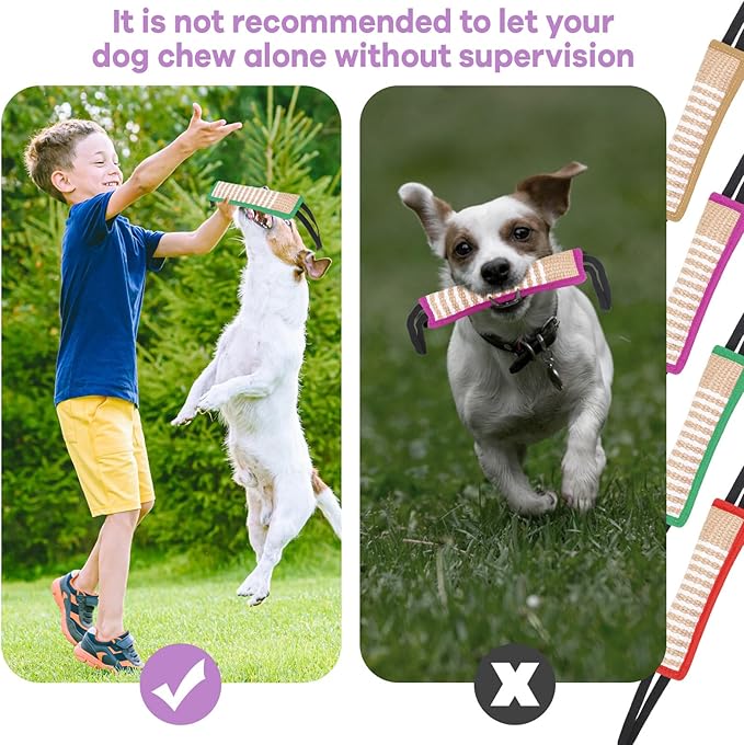 Kacctyen 4 Pcs Christmas Dog Tug Toys, Jute Pillow Pull Toy with 2 Strong Handles Tug of War Interactive Play Puppy Training Equipment for Medium to Large Dogs, 4 Colors(Stylish Color)