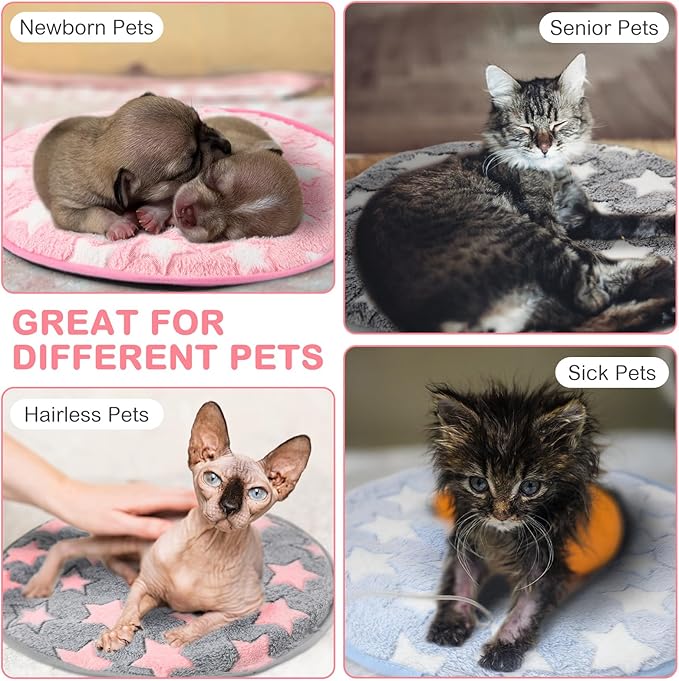 4 Pack Self Heating Cat Bed Cat Self Warming Pad with Removable Cover Extra Warm Thermal Pet Pad Washable Pet Crate Mat Anti Slip Kennel for Indoor Outdoor Pets (Star,16 x 16 Inches)