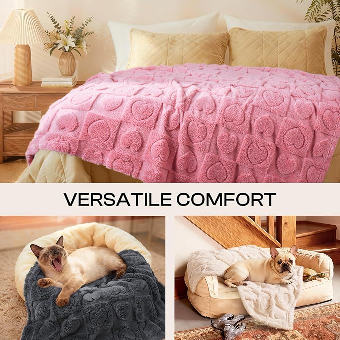 Luciphia Small Dog Blanket Washable Pet Bed Cover Soft Fluffy Puppy Blanket with Premium Fleece 300GSM Cozy Calming Cat Blankets for Indoor Cats Pink 30x20 inch