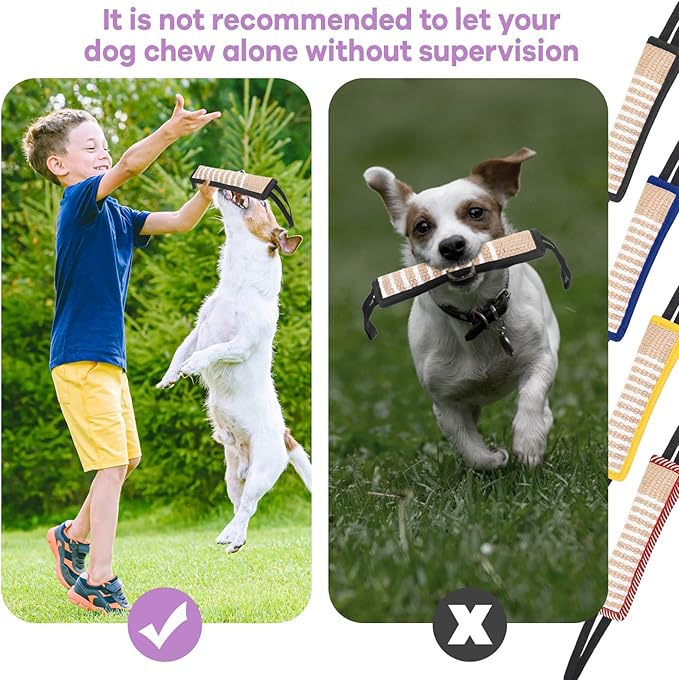 Kacctyen 4 Pcs Christmas Dog Tug Toys, Jute Pillow Pull Toy with 2 Strong Handles Tug of War Interactive Play Puppy Training Equipment for Medium to Large Dogs, 4 Colors(Dark Color)