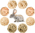 8 Pcs Small Animals Play Balls Rolling Activity Chew Toys Gnawing Treats for Rabbits Guinea Pigs Chinchilla Bunny Natural Balls, Pet Cage Entertainment Accessories (8Pcs)
