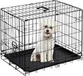 DUMOS Dog Crate, 24 Inch Medium Single Door Dog Cage with Divider Panel and Plastic Leak-Proof Pan Tray, Folding Metal Wire Pet Kennel for Indoor, Outdoor, Travel